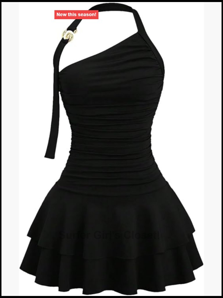 Y2k Halter Mini Dress Backless Ruffle Short